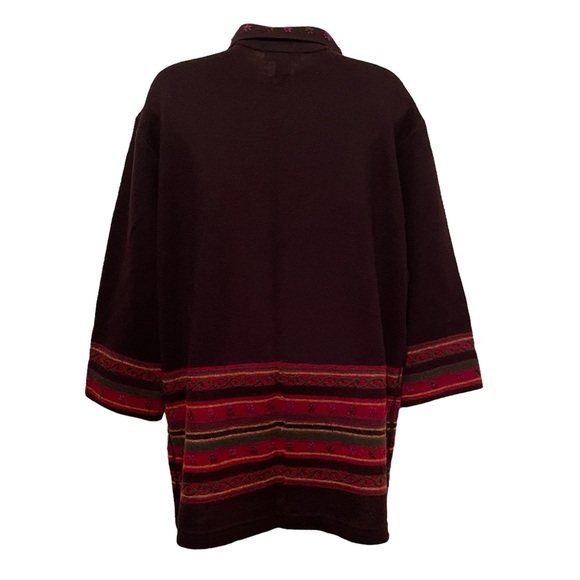 Sigrid Olsen 100% Wool Women's Knit Cardigan Sweater Sz S Brown Floral - Picture 8 of 8